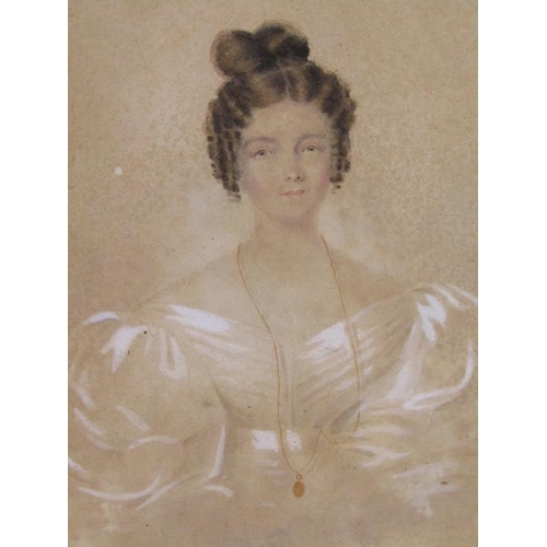 1209 - UNSIGNED - PAIR, 19C WATERCOLOURS, YOUNG GENTLEMAN & A LADY, BOTH F/G, 15CM X 10CM