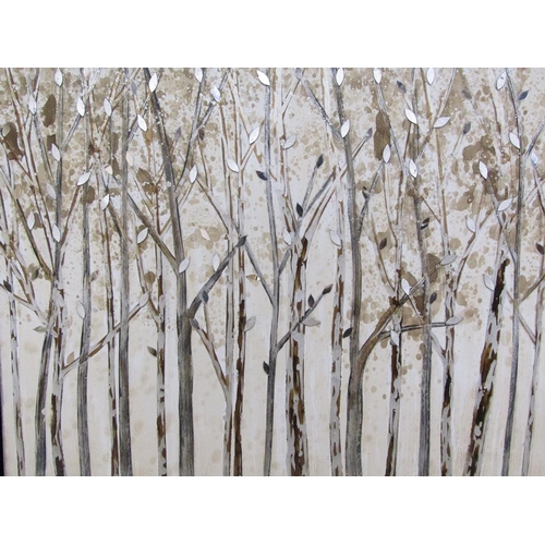 1225 - KATE WILLIAMS - WINTER FROST, MIXED MEDIA COLLAGE, ON CANVAS, FRAMED, 115CM X 100CM