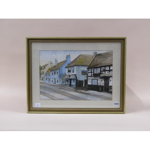 1233 - SANDRA FRANCIS - COOKHAM HIGH STREET, BERKSHIRE, SIGHED WATERCOLOUR, F/G, 28CM X 40CM