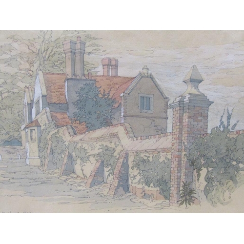 1239 - HOLDCRAFT - THE LODGE, PENSHURST CASTLE, WATERCOLOUR, F/G, 22CM X 38CM