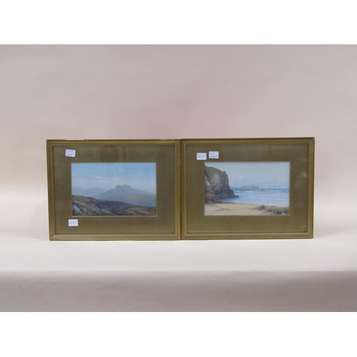 1245A - F.T WIDGERY - PAIR, NORTHERN LANDSCAPE & ROCKY COASTAL SCENE, SIGNED WATERCOLOURS, F/G, 18CMX 28CM