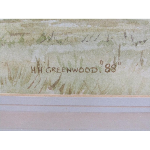 1259 - H.H GREENWOOD 88 - WATCHING THE STREAM DRIFT BY CUDDESDON MILL, SIGNED WATERCOLOUR F/G, EACH 22CM X ... 