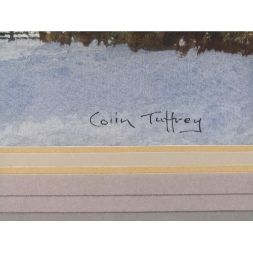 1270 - COLIN TUFFREY - WINTER SCAPE, SIGNED WATERCOLOUR F/G, 17CM X 27CM