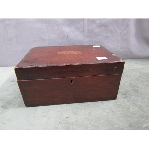 1370 - 19C WALNUT VENEERED CROSSBANDED WRITING BOX, 33CM W - FOR REPAIR