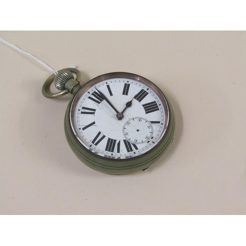 1539 - FRENCH ENAMEL DIAL MANTEL CLOCK AND A WHITE METAL OVERSIZED POCKET WATCH