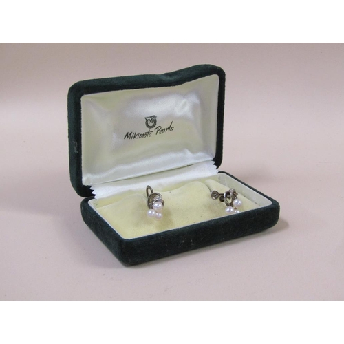 1543 - PAIR OF SILVER MIKIMOTO PEARL EARRINGS