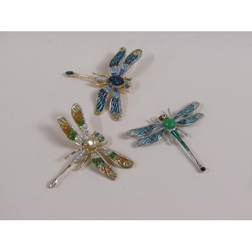 1552 - THREE DRAGONFLY BROOCHES