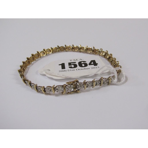 1564 - 9ct GOLD DIAMOND BRACELET 6.8g