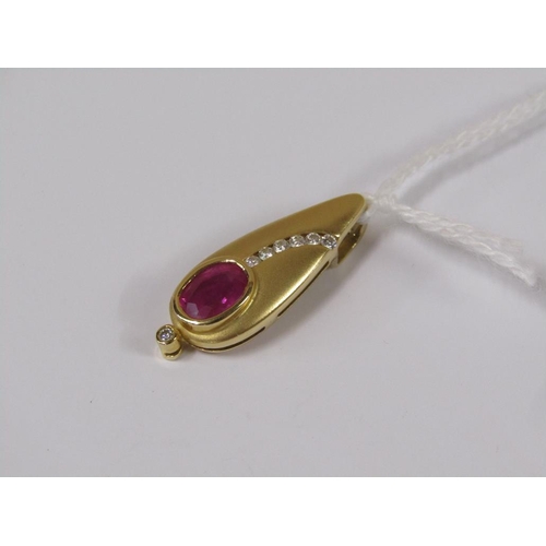 1568 - 18ct GOLD DIAMOND AND RUBY PENDANT 4.9g