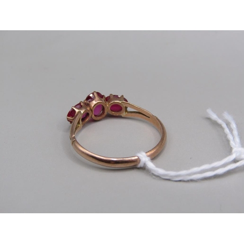 1583 - 9ct GOLD PINK STONE SET RING SIZE Q 1/2