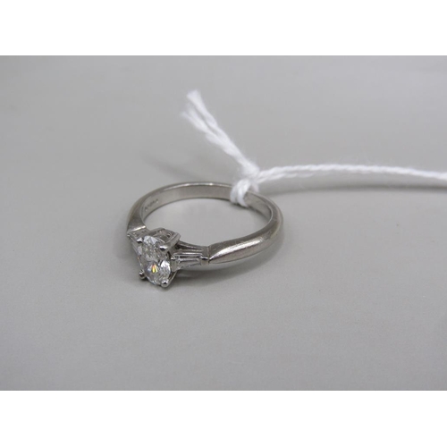 1591 - PLATINUM DIAMOND SET RING SIZE K