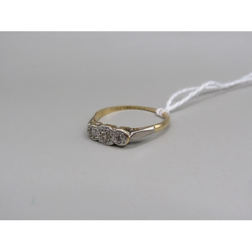 1607 - 18ct GOLD DIAMOND RING SIZE M 1/2