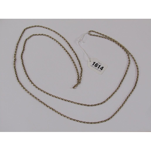 1614 - GOLD (TESTS AS 9ct) LONGUARD CHAIN, 49.7g