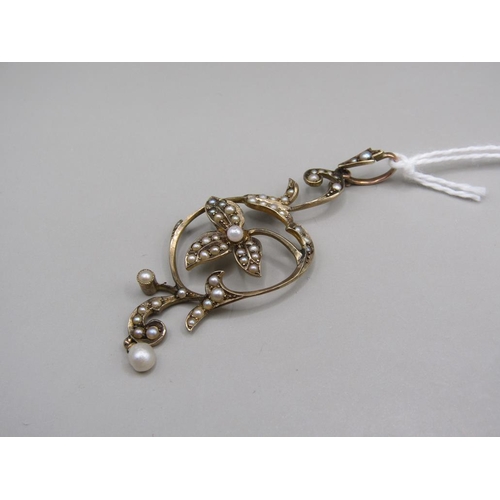 1615 - GOLD SEED PEARL SET PENDANT