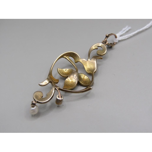 1615 - GOLD SEED PEARL SET PENDANT