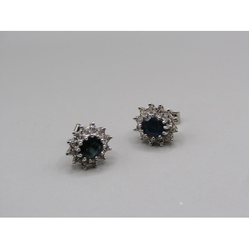 1636 - PAIR OF SAPPHIRE AND DIAMOND EARRINGS