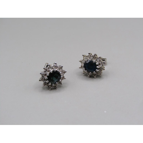 1636 - PAIR OF SAPPHIRE AND DIAMOND EARRINGS