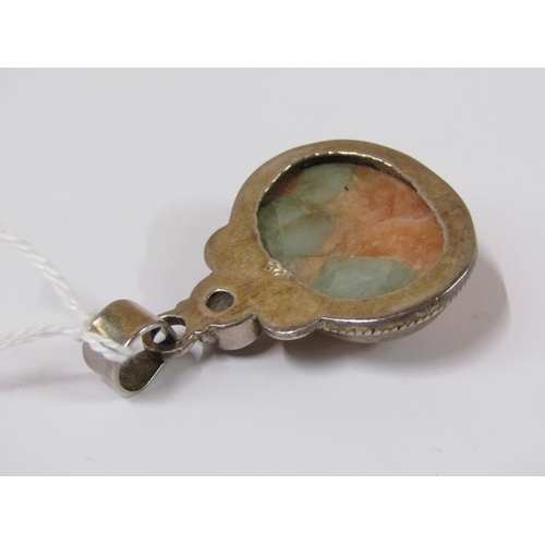 1640 - SILVER AGATE AND SMOKY QUARTZ PENDANT