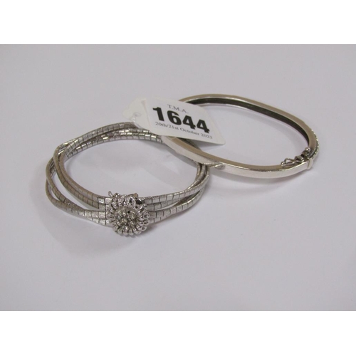 1644 - TWO SILVER BRACELETS, ONE WITH FLORAL CLASP