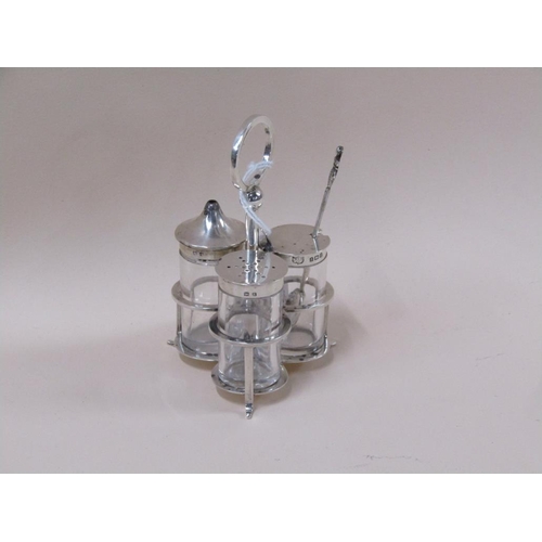 1645 - MAPPIN & WEBB SILVER 3 PIECE CRUET STAND