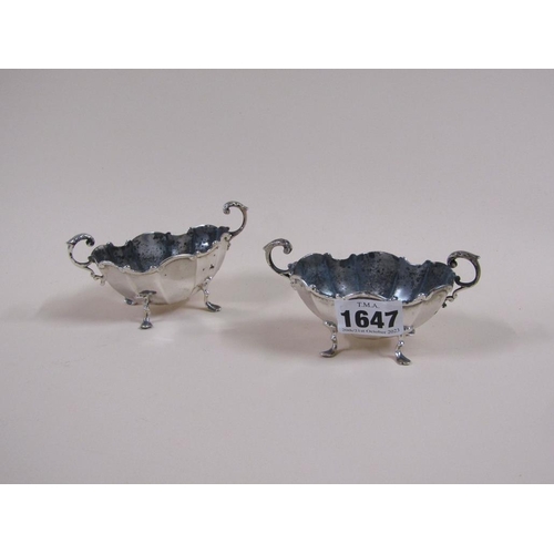 1647 - PAIR EDWARDIAN SILVER SALTS, 2.9ozt