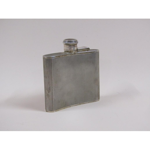 1649 - EDWARDIAN ENGINE TURNED FLASK, BIRMINGHAM 1931 - 4.2ozt