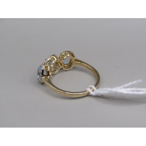 1656 - GOLD AQUAMARINE TOPAZ RING SIZE N 1/2