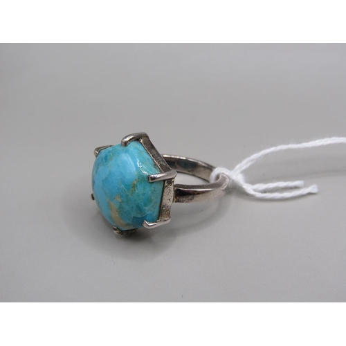 1661 - SILVER TURQUOISE RING SIZE O