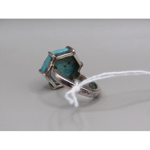 1661 - SILVER TURQUOISE RING SIZE O