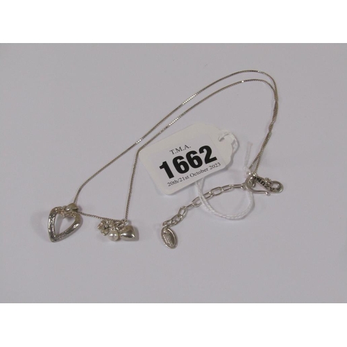 1662 - SILVER CHARM NECKLACE WITH HEARTS