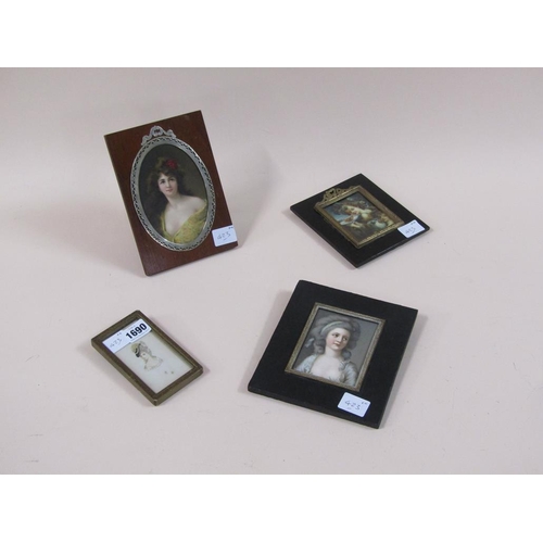 1690 - FOUR FRAMED & GLAZED PORTRAIT MINIATURES - LADIES