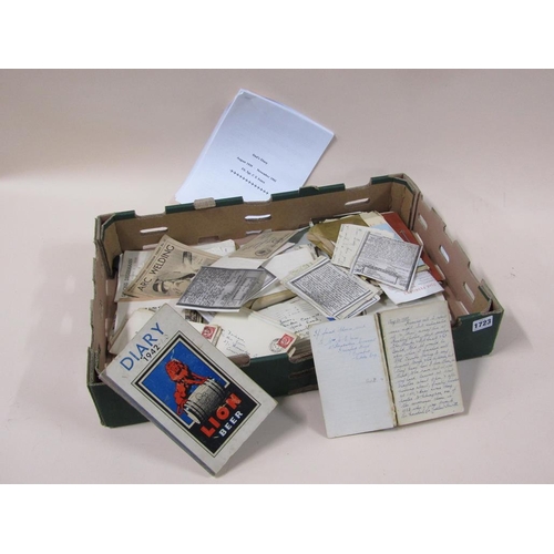 1723 - BOX OF EPHEMERA RELATING TO FLIGHT SGT. C.E JONES TO WAR DIARIES 1939 to 1943