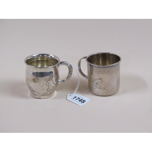 1745 - TWO CONTINENTAL SILVER TANKARDS 3.7ozt