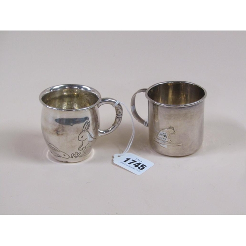 1745 - TWO CONTINENTAL SILVER TANKARDS 3.7ozt