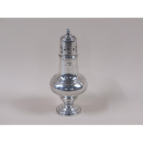 1751 - SILVER SUGAR SIFTER OF BULBOUS FORM, WILLIAM RICHARD CORK, LONDON 1895 8.5ozt