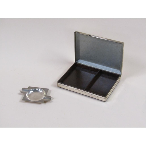 1757 - SILVER CIGARETTE BOX AND SILVER PHOTOFRAME, TWO SILVER SALT SPOONS