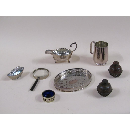 1768 - BOX OF MIXED SILVER PLATE AND BRASSWARE