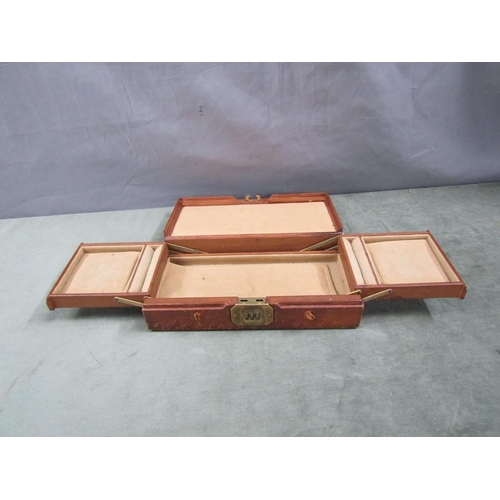 1465 - EARLY 20c LEATHER JEWELLERY BOX 26cms W