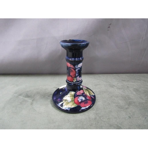 1799 - MOORCROFT PANSY CANDLESTICK, 13CM H