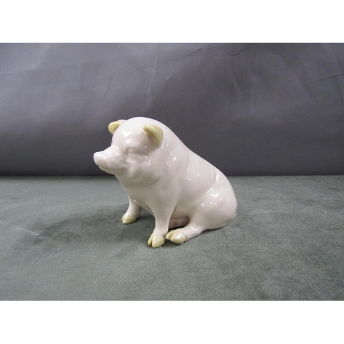 1807 - BELLEEK PORCELAIN PIG, 8CM H