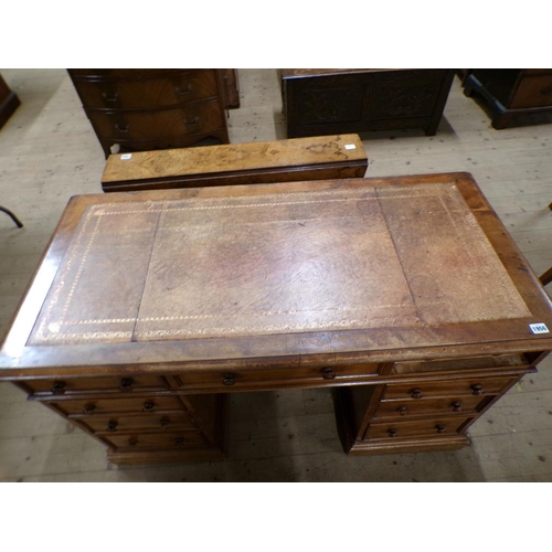 1956 - LATE VICTORIAN MAHOGANY TWIN PEDESTAL DESK WITH LEATHER INSERT HAVING THREE FRIEZE DRAWERS OVER SIX ... 