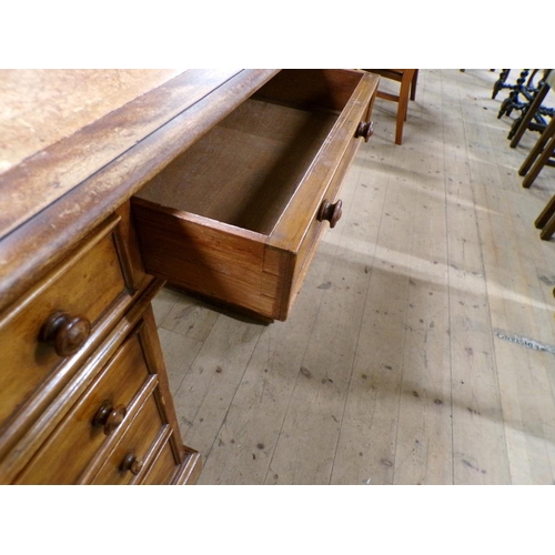 1956 - LATE VICTORIAN MAHOGANY TWIN PEDESTAL DESK WITH LEATHER INSERT HAVING THREE FRIEZE DRAWERS OVER SIX ... 