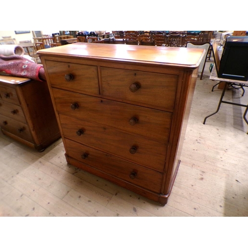 1972 - VICTORIAN MAHOGANY CHEST OF TWO SHORT/THREE LONG DRAWERS