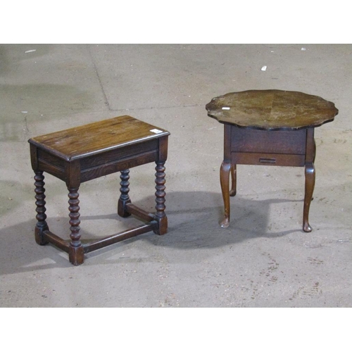 587 - SEWING TABLE AND A STOOL