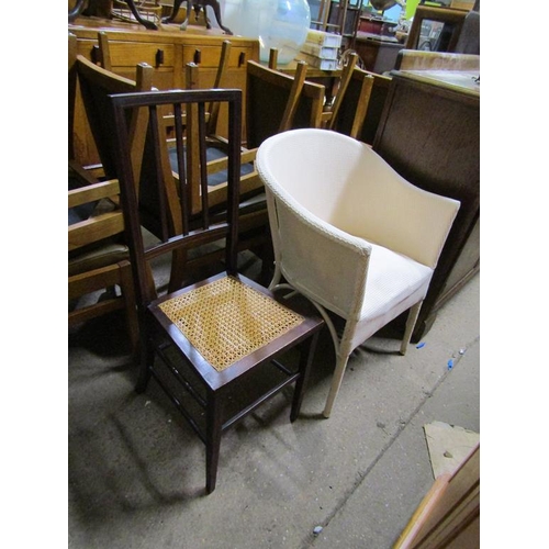 589 - LLOYD LOOM TYPE CHAIR AND A CANE SEATED CHAIR