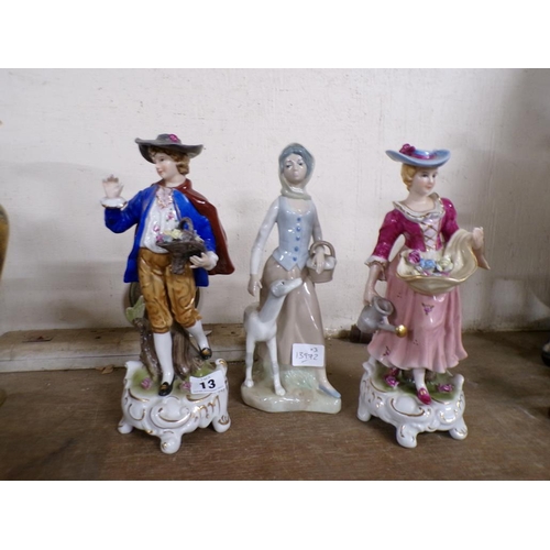 13 - PAIR OF CONTINENTAL PORCELAIN FIGURES; SPANISH FIGURINE