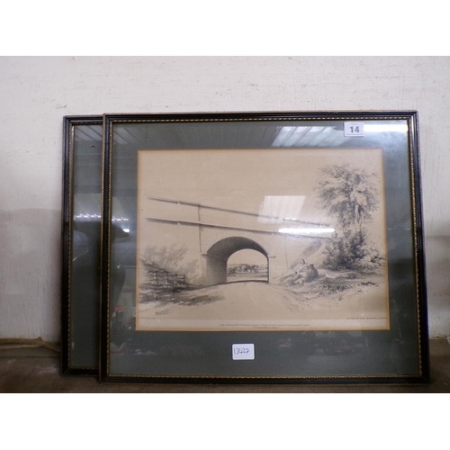 14 - PAIR OF B&W ENGRAVINGS - BRIDGES