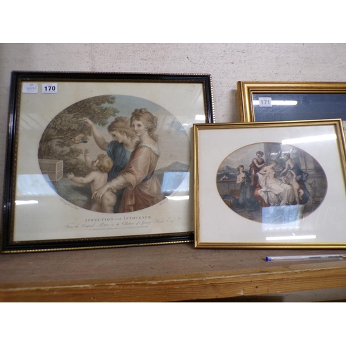 170 - FRAMED ANTIQUE ENGRAVINGS AND PRINTS