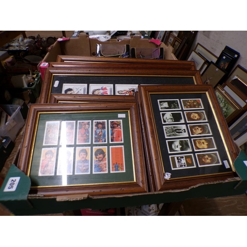 205 - QTY OF FRAMED TRADING AND CIGARETTE CARDS - THE BEATLES ETC