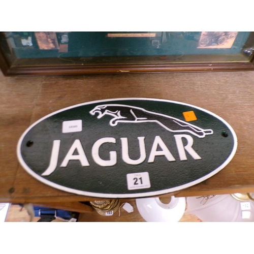 21 - REPRO CAST METAL JAGUAR SIGN